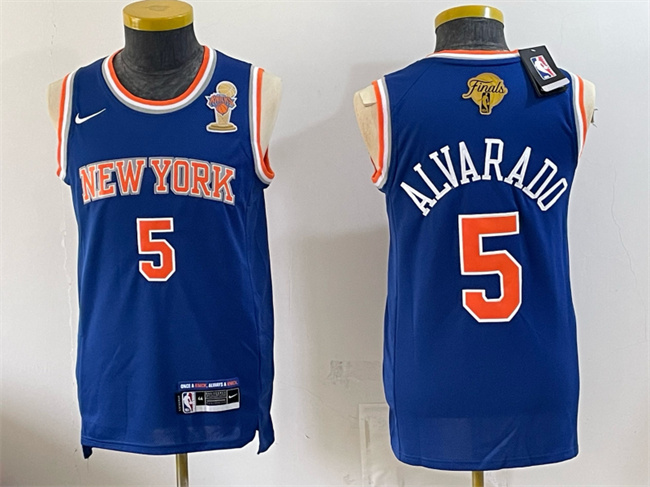 Men's New Yok Knicks #5 Jose Alvarado Blue 2026 Finals Patch & Finals Champions Patch Stitched Jersey Men's New Yok Knicks #5 Jose Alvarado Blue 2026 Finals Patch & Finals Champions Patch Stitched Jersey